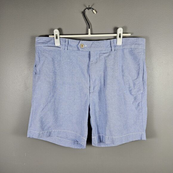 Cremieux Chino 6" Shorts Mens Size 38 Blue Flat Front 100% Cotton Pockets - Picture 1 of 8